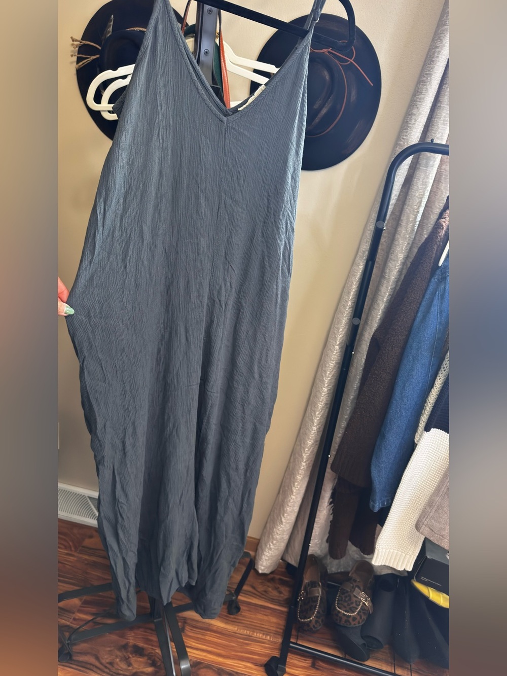 lovestitch Slate Gray V-Neck Maxi Dress